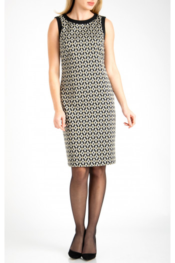 Graphic Print Dress with Gold Accents [1]