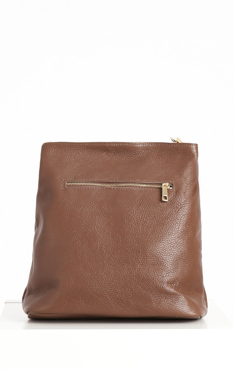 Genuine leather bucket bag in Cocoa brown color