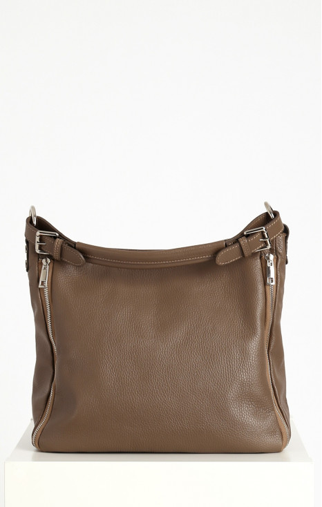 Genuine leather bag in Taupe color