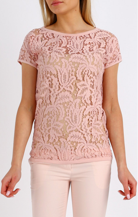 Dropped shoulders lace top