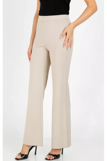 High Waist Flare Trousers in Light Beige