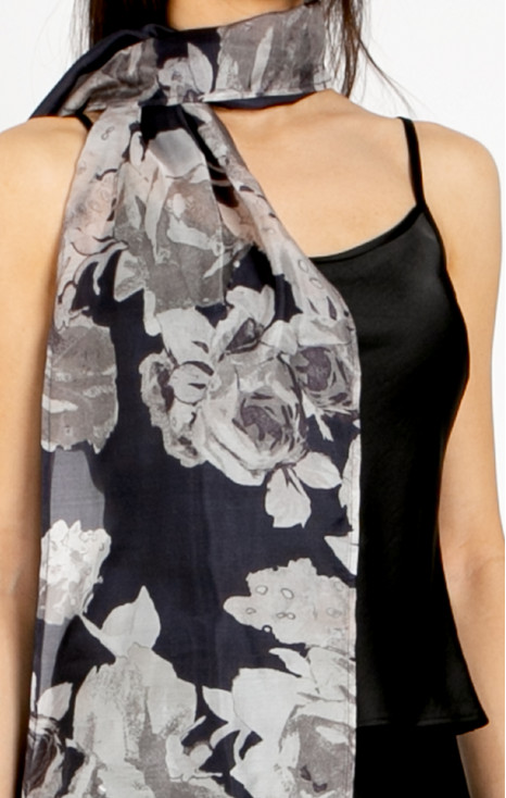 Silk scarf with a monochrome floral print [1]