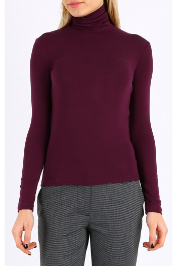 Polo Neck Top in Mulberry