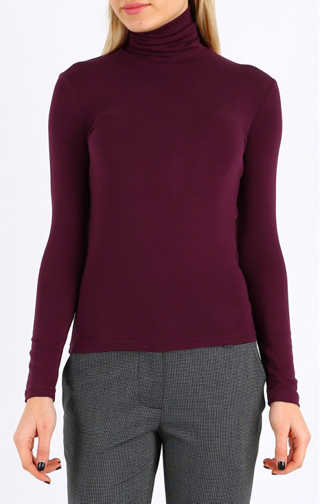 Polo Neck Top in Mulberry