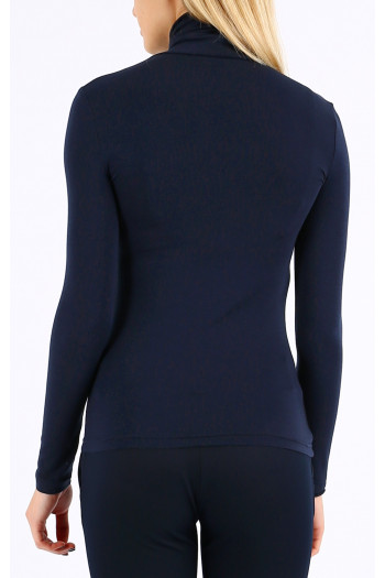 Polo Neck Top in  Dark Blue [1]