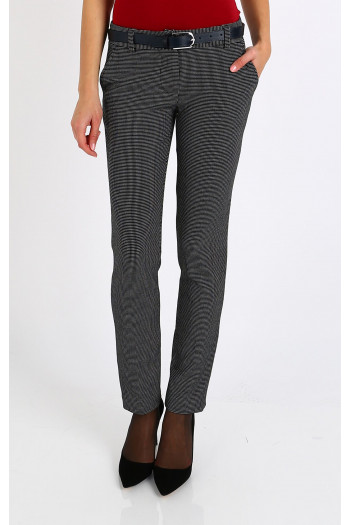 Straight-fit black and white trousers