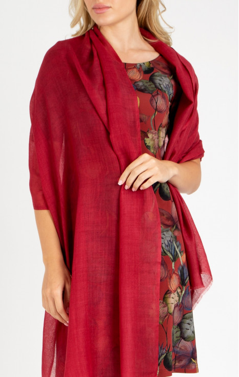 Wool and Silk Scarf in Claret color