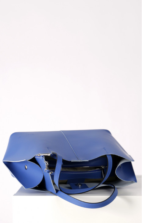 Leather Tote Bag in Blue