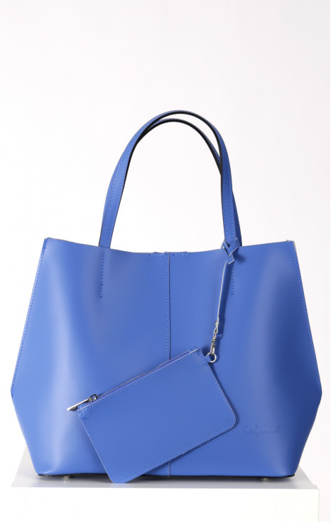 Leather Tote Bag in Blue