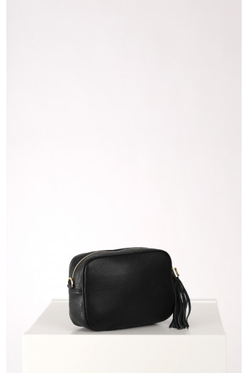 Crossbody Bag with Tassel in Black