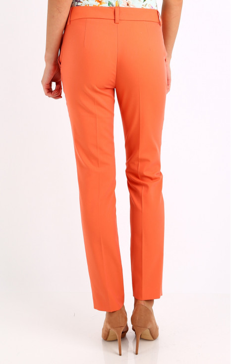 Slim Cotton Trousers in Orange