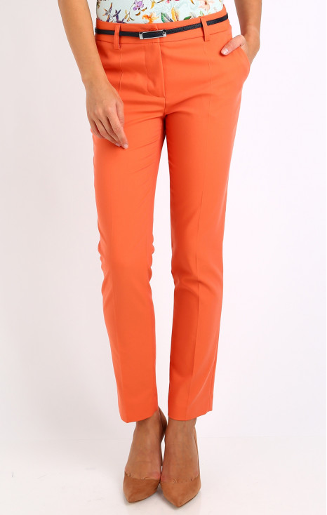 Slim Cotton Trousers in Orange