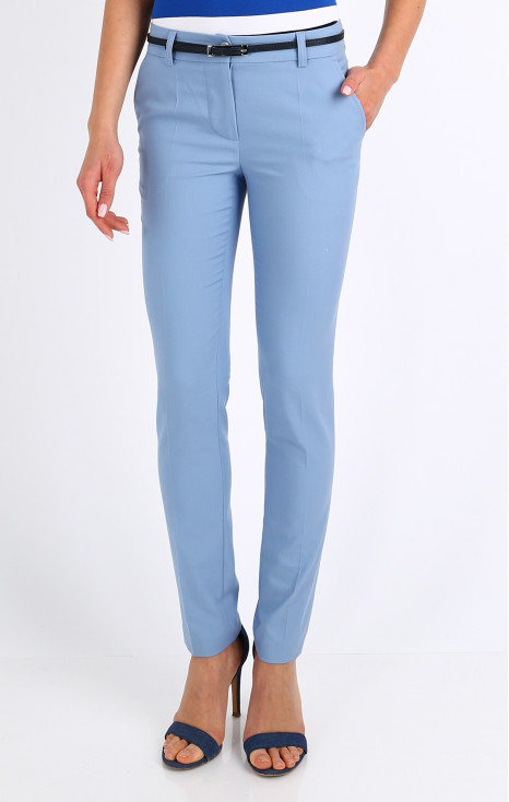 Slim Cotton Trousers in Light Blue