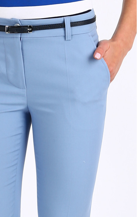 Slim Cotton Trousers in Light Blue