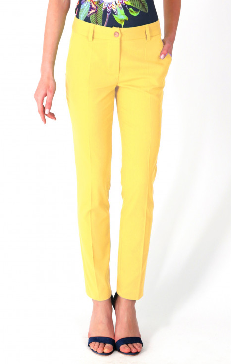 Slim Cotton Trousers in Yellow