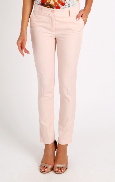 Slim Cotton Trousers in Soft Pink