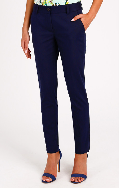 Slim Cotton Trousers in Navy [1]