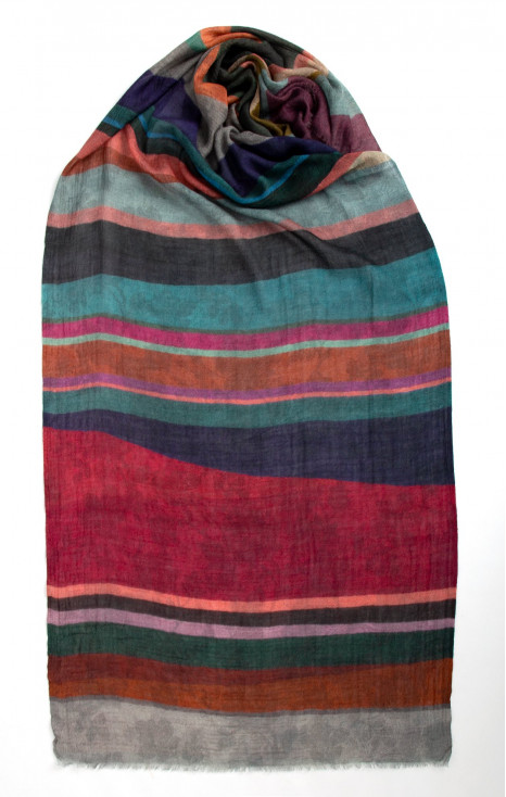 Silk and Wool Scarf with Stripes