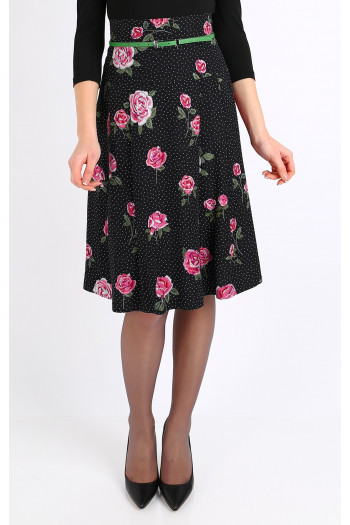 Floral printed flared skirt