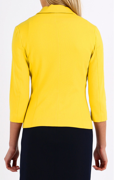 Blazer with Pockets and 3/4 sleeves In Yellow
