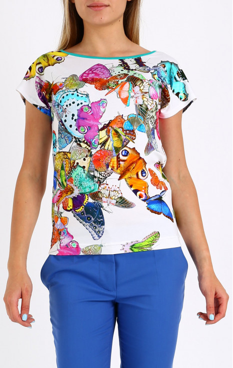 Jersey T-shirt with Butterflies