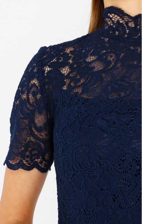 Formal lace dress in dark blue