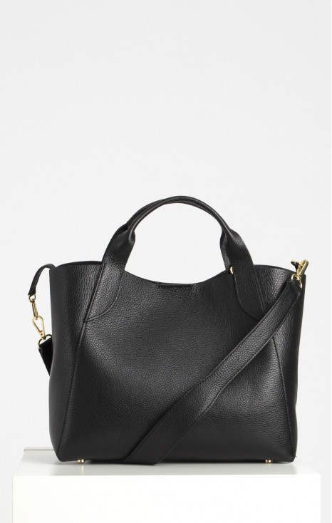 Handmade genuine leather bag in Black
