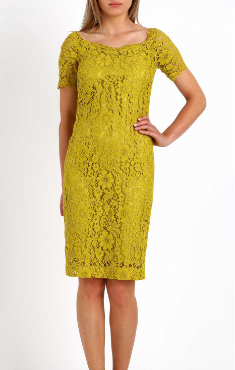 Formal lace dress in Apple Green color [1]