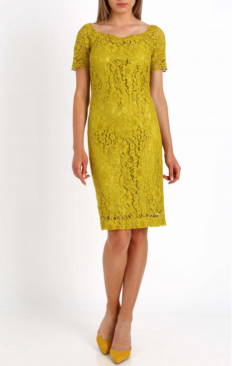 Formal lace dress in Apple Green color