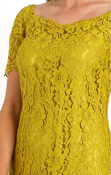 Lace Midi Dress in Yellow
