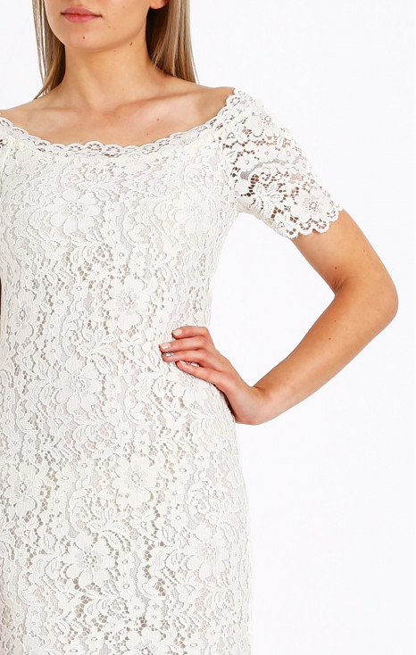 Lace Midi Dress in White