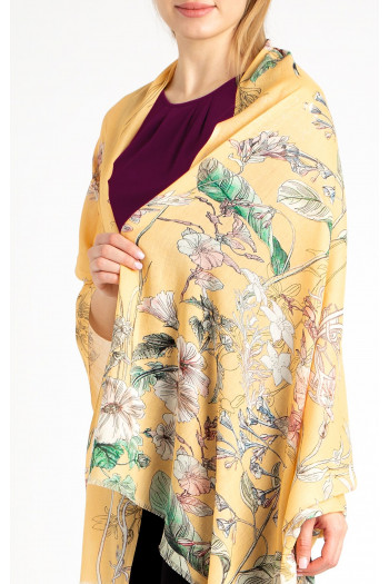 Floral Print Scarf in Yellow