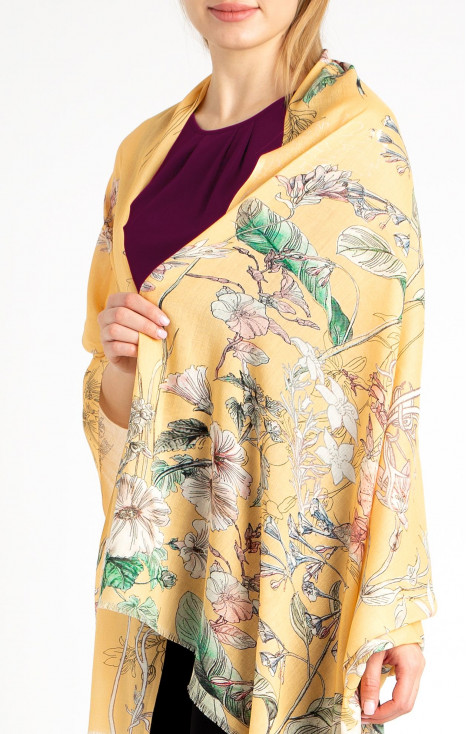 Floral Print Scarf in Yellow