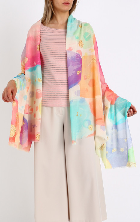 Cotton Blend Watercolour Scarf in Pink