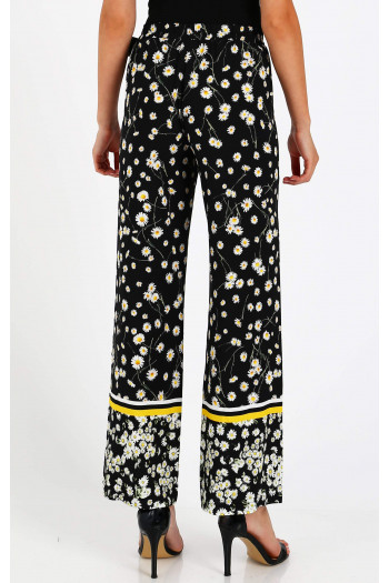 Tie Belt Trousers with a Print in Yellow [1]