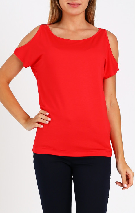 Cut Out Detail T-shirt in Red