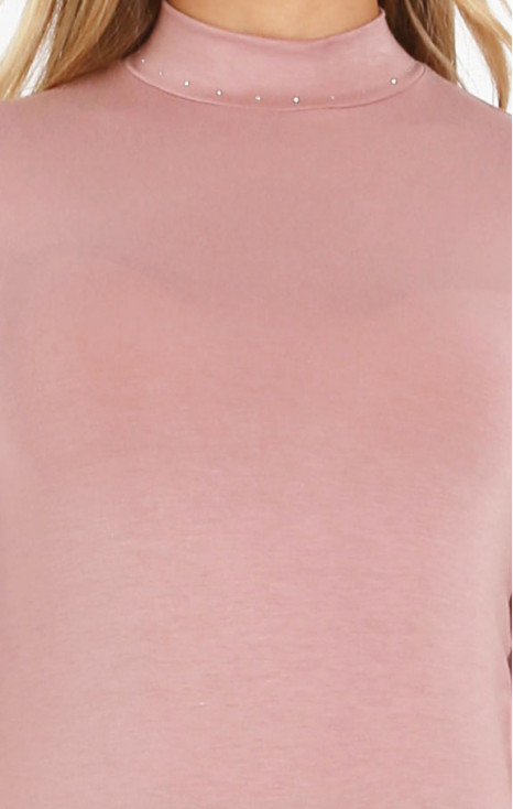 High Neck Top with Swarovski crystals in Pink