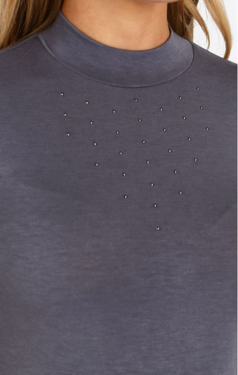 Fine Jersey Top with Swarovski crystals in Grey