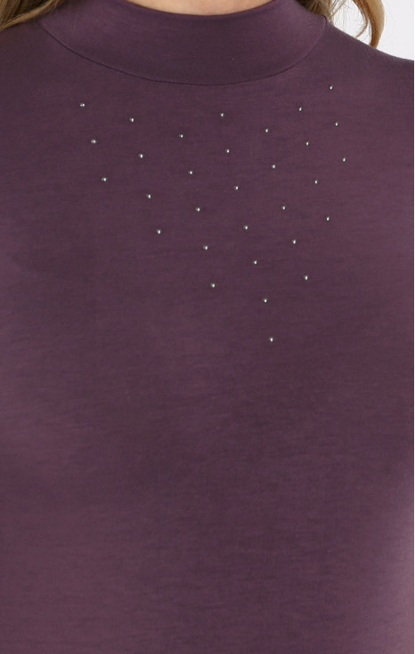 Fine Jersey Top with Swarovski crystals in Grape