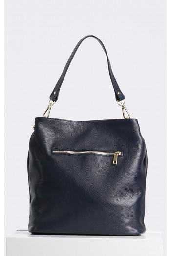 Leather Hobo Bag with Tassel in Indigo [1]