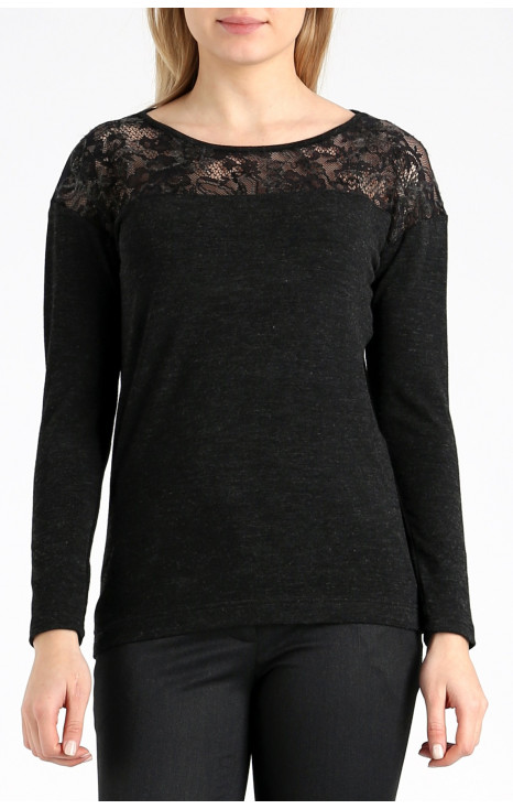 Wool Blend Top with Lace