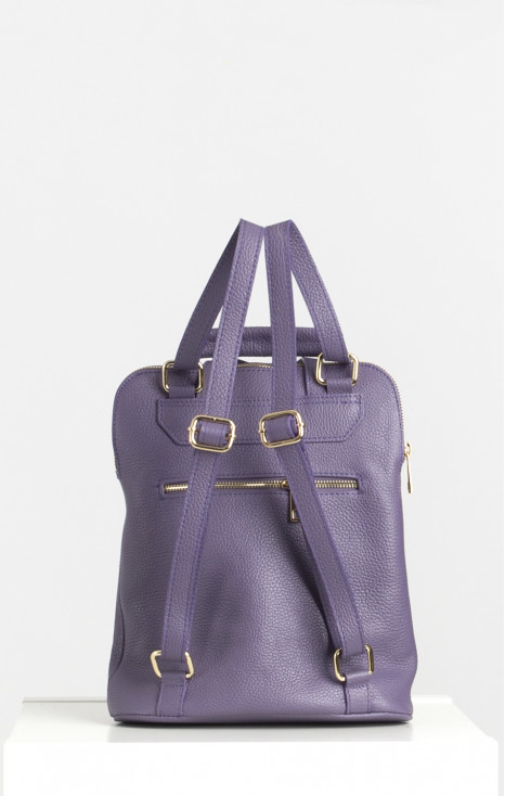 Multiway Leather Backpack with Front Pocket In Mulled Grape  [1]