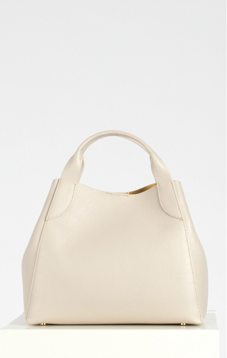 Handmade genuine leather bag in Cloud Cream color