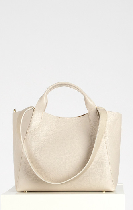 Handmade genuine leather bag in Cloud Cream color