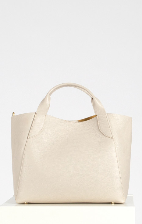 Handmade genuine leather bag in Cloud Cream color