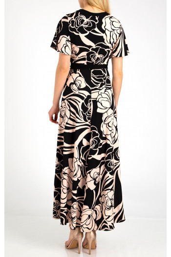 Wrap Maxi Floral Dress in Black [1]