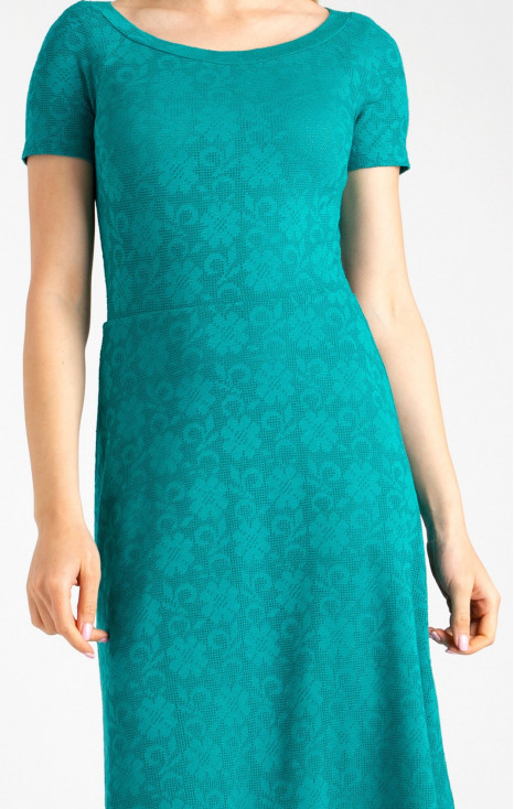 Jersey Lace Dress in Teal
