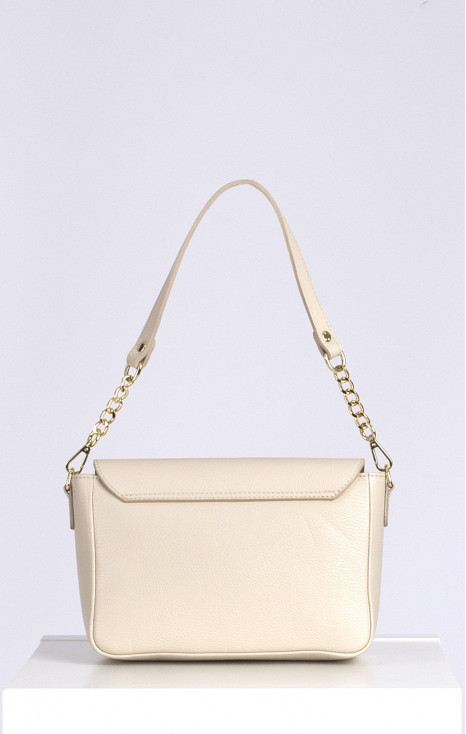 Shoulder bag with a Gold Chain in Cream