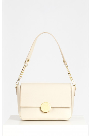 Shoulder bag with a Gold Chain in Cream