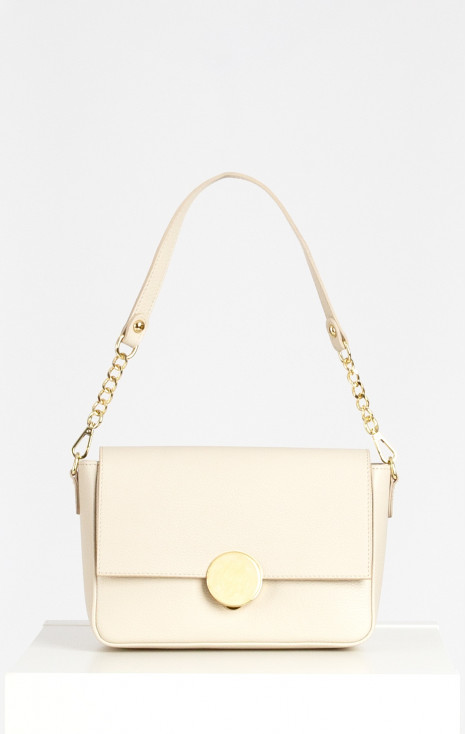 Shoulder bag with a Gold Chain in Cream